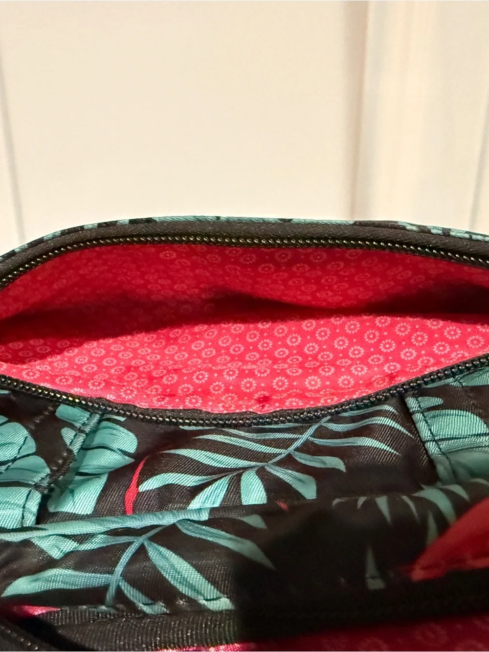 LUG Quilted Flamingo Print Crossbody Bag - Black/Teal/Pink